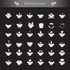 Handshake Icons Set - Isolated On Black Background