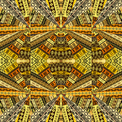 Patches of fabric with tribal elements background