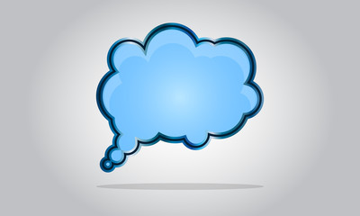 Chat bubble icon - abstract vector glossy speech - blue