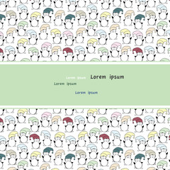 Seamless pattern, funny penguins