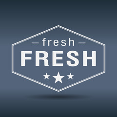 fresh hexagonal white vintage retro style label