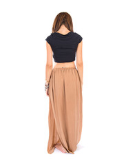 Pretty slim girl over isolated white background