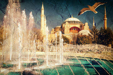 Vintage photo of Hagia Sophia istanbul