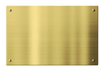 Brass or gold metal plate isolated with clipping path included