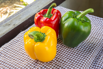 Colored Fresh Sweet Pepper on table