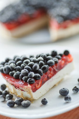Fresh blueberries and blueberry pie.