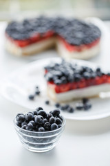 Fresh blueberries and blueberry pie.