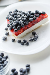 Fresh blueberries and blueberry pie.