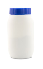 Baby talcum powder container on white background
