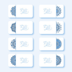 blue colour collection of ornamental floral business cards