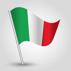 vector 3d waving italic flag on pole symbol of Italy