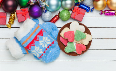 Mittens and christmas gifts.