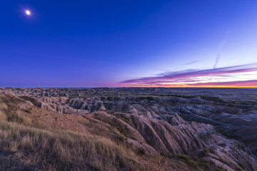 Moon Rise over Badlands National Park