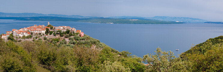 Panoramic view of Beli town and sea in Cres island - obrazy, fototapety, plakaty