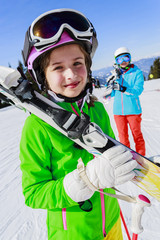 Skiing. Skiers enjoying winter vacation