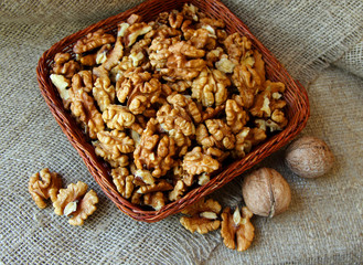 Walnuts in a basket.
