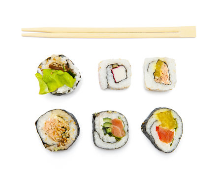 Sushi set isolated on white background