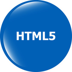 html 5 sign icon. Programming language symbol. Circles buttons