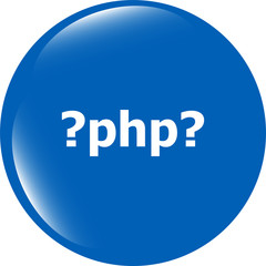PHP sign icon. Programming language symbol. Circles buttons
