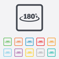 Angle 180 degrees sign icon. Geometry math symbol