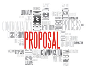 Proposal Business & finance related word cloud background