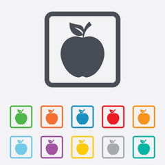 Apple sign icon. Fruit with leaf symbol.