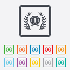 First place award sign icon. Prize for winner.