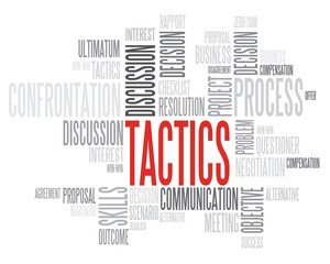 Tactics words cloud vector illustration background