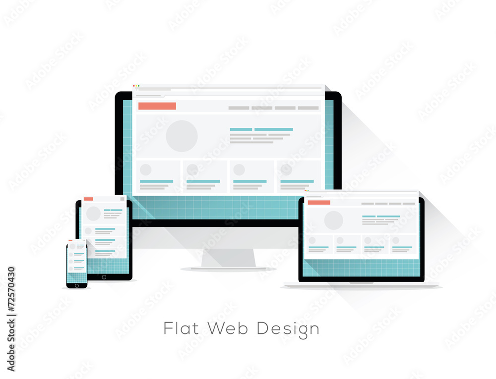 Leinwandbilder flat responsive web design vector concept with long shadows