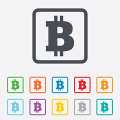 Bitcoin sign icon. Cryptography currency symbol
