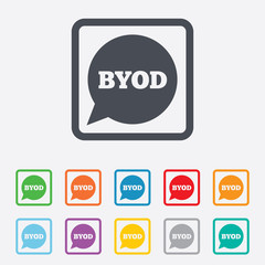 BYOD sign icon. Bring your own device symbol.