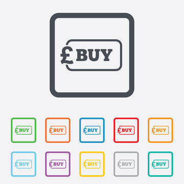 Buy sign icon. Online buying Pound button.