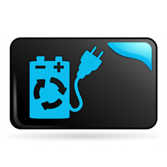 pile rechargeable sur bouton web rectangle bleu