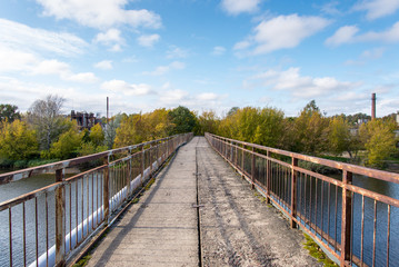 old bridge with rusty metal rails