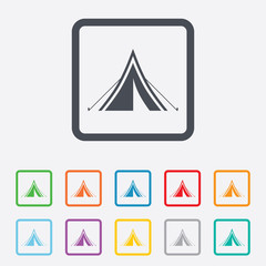 Tourist tent sign icon. Camping symbol.