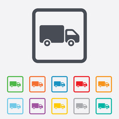 Delivery truck sign icon. Cargo van symbol.