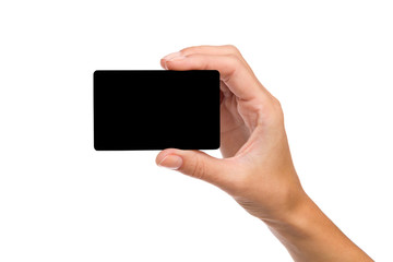 Black card in woman's hand