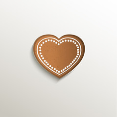 gingerbread heart love card paper 3D natural vector