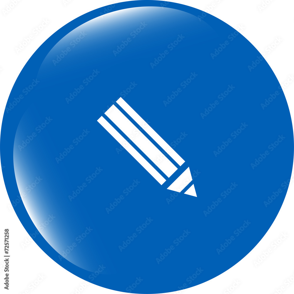 Aufkleber pencil on web icon, web button isolated on white background