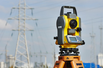 Surveyor equipment at construction site