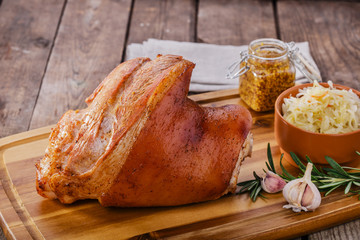 Baked pork shank with sauerkraut