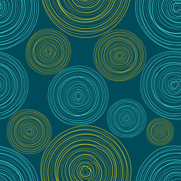 Blue Colored Circles Seamless Pattern
