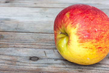 apples on an old wooden floor