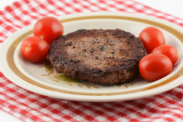 Freshly grilled hamburger patty