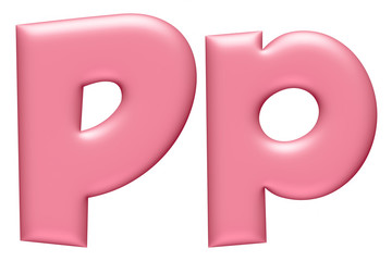 Light pink letter P isolated on white background