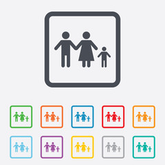 Complete family with one child sign icon.