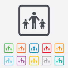 One-parent family with two children sign icon.