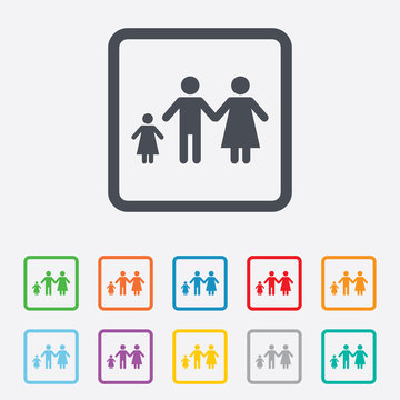 Complete family with one child sign icon.
