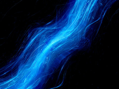 Blue glowing flow in space