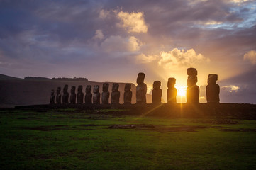 Dawn on Isla de Pascua. Rapa Nui. Easter Island